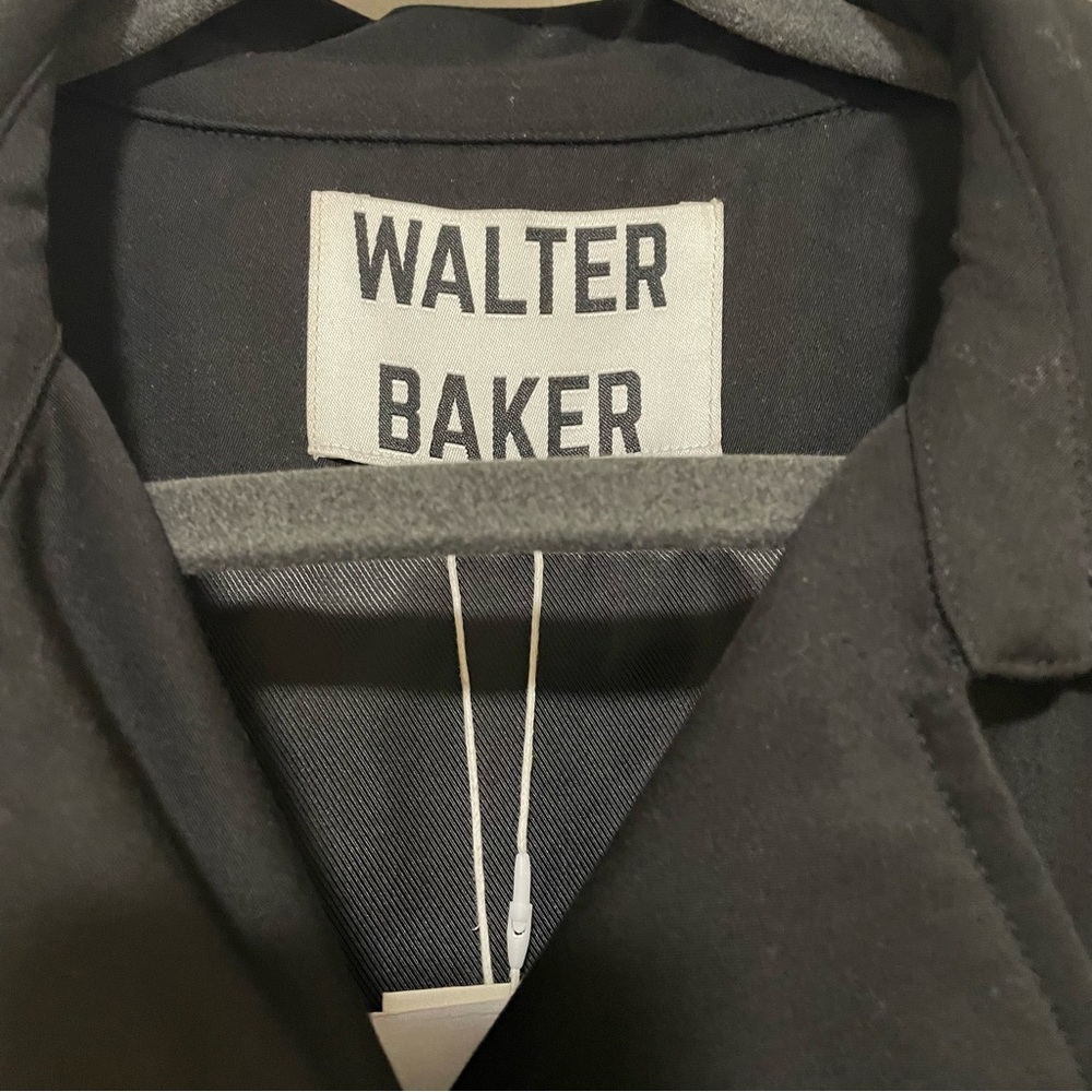 Walter Baker Coat Black Bottoms Pockets Belt Size Large - Picture 9 of 9